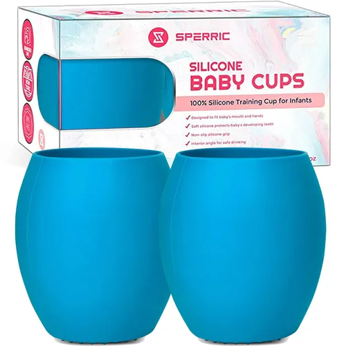 Miniatura 8 de Taza de silicona para bebé, taza de entrenamiento para niños pequeños, taza abierta para el destete LED de bebé, paquete de 2 tazas para bebés sin