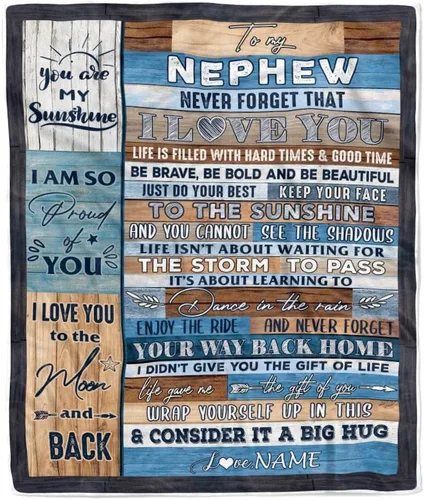 Miniatura 41 de Manta personalizada con texto en inglés «To My Nephew from Aunt Uncle Auntie I Love You Hugs» (texto en inglés) con texto en inglés «To My Nephew»