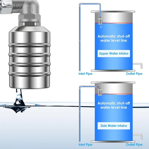 Miniatura 6 de Válvula de flotador de control de nivel de agua 304 Acero inoxidable Totalmente automática Mini válvula de bola flotante Apagado automático Tanque