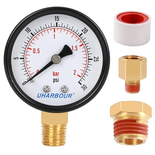 Miniatura 13 de Manómetro de presión de agua para gas y agua (15 psi) escala única con conexión trasera NPT de 1/4