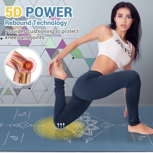 Miniatura 5 de Avoalre Tapete de yoga plegable, respetuoso con el medio ambiente, tapete de yoga de viaje de PVC plegable, tapete de yoga de doble cara