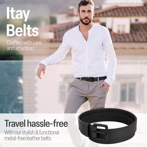 Miniatura 6 de ITAY - Cinturón sin metal, correa de piel hipoalergénica TSA, cinturón ajustable resistente, cinturón ajustable para hombre, cinturón sin níquel