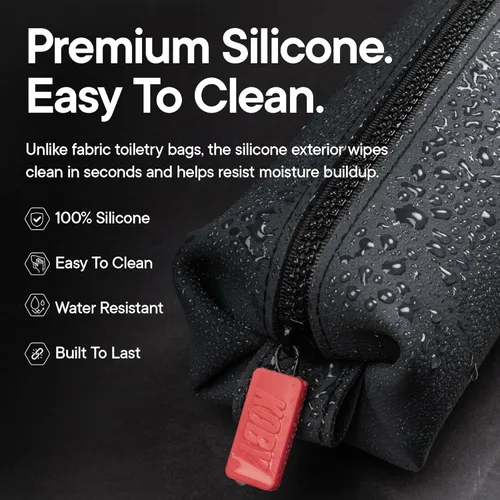 Miniatura 4 de TOOLETRIES The Koby Dopp Kit, bolsa de aseo de silicona prémium para hombres, organizador de viaje compacto resistente a fugas con cremallera