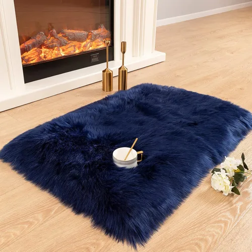 Miniatura 19 de Carvapet - Tapete suave de cuero sintético de oveja, lanudo y lujoso, grande (para decorar habitación), lado de la cama, dormitorio, sala de estar