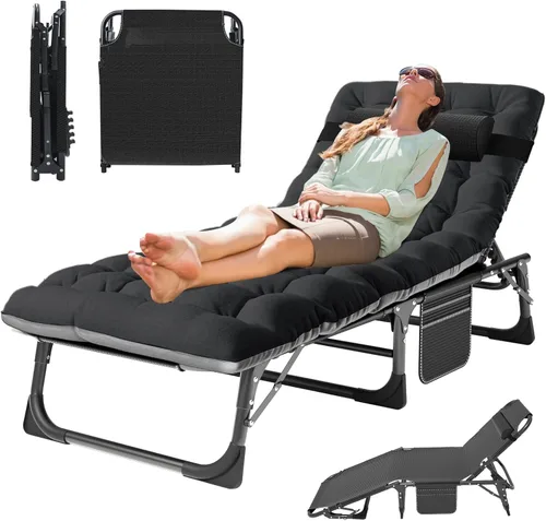 MOPHOTO Silla de Descanso Plegable de 5 Posiciones, Catre Plegable, Silla de Descanso Portátil para Exteriores para Bronceado Solar, Perfecta para