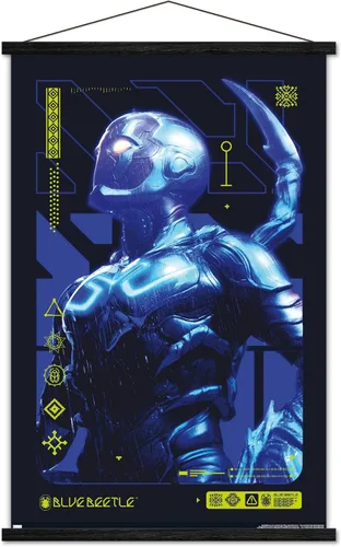 Miniatura 9 de Trends International DC Comics Movie Blue Beetle - Póster de pared Biotech, 22.37 x 34.00 pulgadas, paquete de impresión y colgador de madera de haya