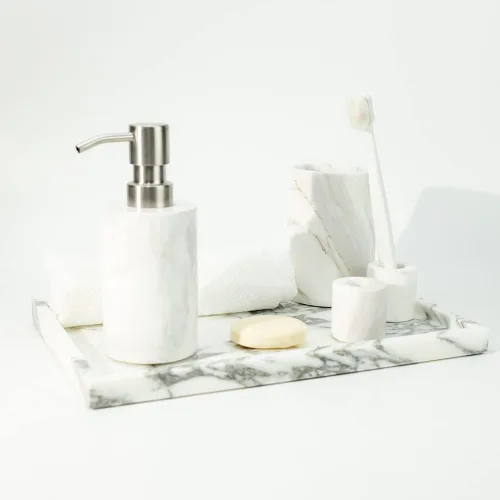 Miniatura 7 de Bandeja de tocador de mármol natural genuino y lujoso real, bandeja de almacenamiento de mármol auténtico para decoración del hogar, bandeja