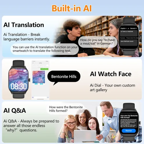 Miniatura 5 de Reloj inteligente para mujeres y hombres con texto y llamadas, 2025 nuevos relojes inteligentes con inteligencia artificial con frecuencia cardíaca