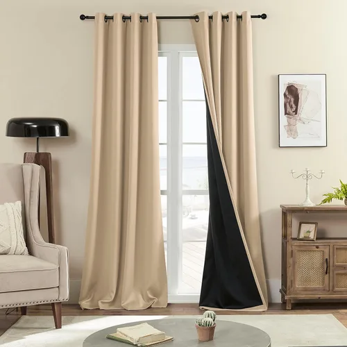 Miniatura 35 de Rutterllow - Cortinas 100% opacas, paneles de cortina con ojales, aislamiento térmico y bloqueo de luz para habitación y sala de estar