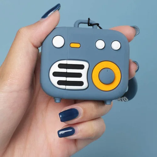 Miniatura 2 de Funda 3D de radio retro compatible con AirPods 2 y 1, divertida funda Kawaii de silicona de dibujos animados para AirPod 1/2