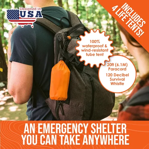 Miniatura 2 de Go Time Gear Tienda de campaña de supervivencia • Tienda de campaña de tubo de emergencia Mylar para 2 personas + Paracord • Protección para todo