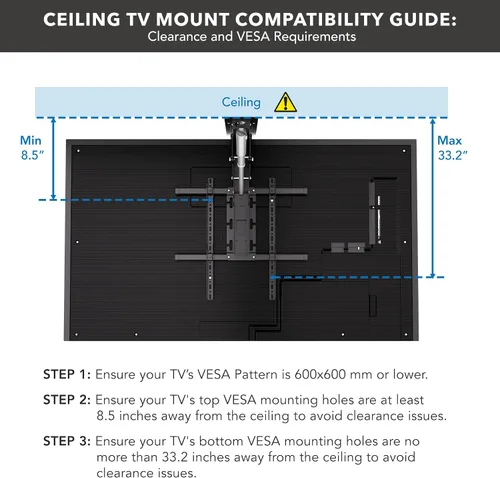 Miniatura 5 de Mount-It! Soporte motorizado para TV de techo – Soporte de TV eléctrico silencioso abatible para pantallas de 50 a 90 pulgadas, diseño desplegable