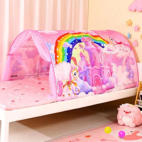 Miniatura 12 de Tienda de campaña para niños Lucky castle Bed Tent plegable casa de juegos para niños, tiendas de campaña para niñas y niños, toldo para dormir