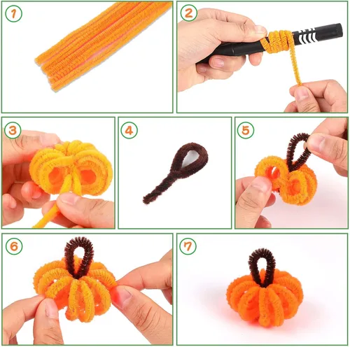 Miniatura 3 de UPINS Juego de 550 piezas de limpiadores de tubos de Halloween que incluye 5 colores de tallos de chenilla, 4 tamaños de ojos chispeantes
