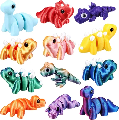 Miniatura 27 de Honoson 12 piezas de animales impresos en 3D 3D mini animales flexibles y articulados pequeños para aliviar el estrés de mascotas, para adultos