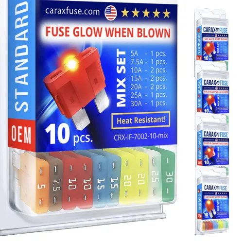 CARAX Fusible Premium - Mix 10 uds. - Fusible Smart Auto Glow - Fácil Identificación - Hoja estándar/Regular - ATC/ATO/ATS