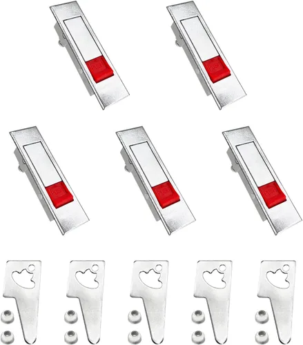 Miniatura 7 de Cerradura emergente para panel de gabinete eléctrico, cerradura de leva de puerta, color plateado con llaves (plata, llaves)