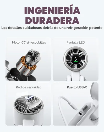 Miniatura 7 de Diveblues Ventilador Turbo Portátil de Mano, Viento de 5 Velocidades, Funciona con Batería, Hasta 12 Horas de Funcionamiento, Ventilador de Mano 3