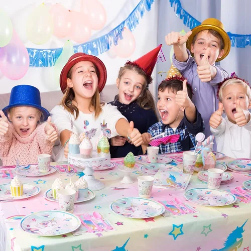 Miniatura 2 de WERNNSAI 2 manteles de unicornio – Decoración de cumpleaños de unicornio, mantel de arco iris, decoración de mesa de arco iris para niños y niñas