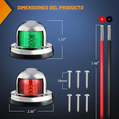 Miniatura 2 de Nilight Luz de navegación para barco marino, 2 unidades, 8 LED, rojo, verde, puerto LED, señales de estribor, luces de arco de 12 V, impermeables