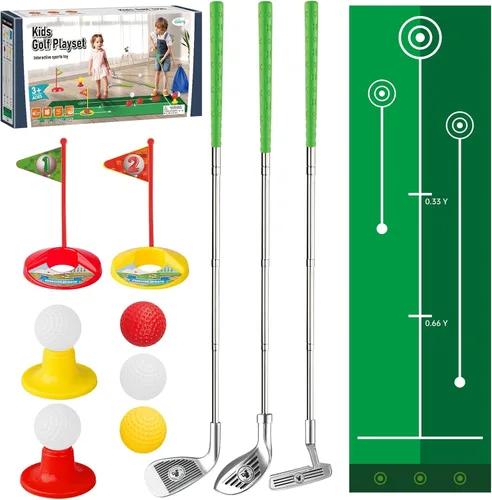 Liberry Juego de golf para niños pequeños, palos de golf retráctiles con tapete de putting y bolsa de almacenamiento para niños de 2, 3, 4, 5 años,
