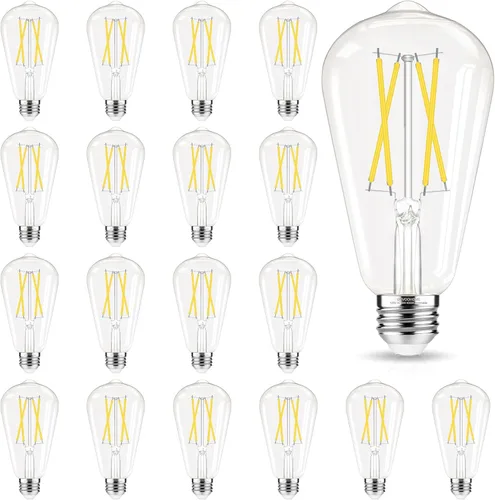 Miniatura 13 de GvvooHome - Bombillas LED regulables Edison, bombilla LED E26 equivalente a 60 W, luz blanca fría 4000K, bombillas vintage ST58, CRI de 90+, 6 W 600