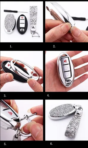 Miniatura 3 de Royalfox (TM) 3 4 5 6 botones 3D Bling entrada remoto inteligente llavero funda para Nissan Murano Pathfinder Titan Maxima Sylphy Lannia Livina