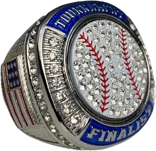 Miniatura 6 de Legacy Rings Paquete de 1 o 12 campeones de campeonato de campeonato de campeonato de béisbol de sóftbol o finalistas en tono plateado transparente