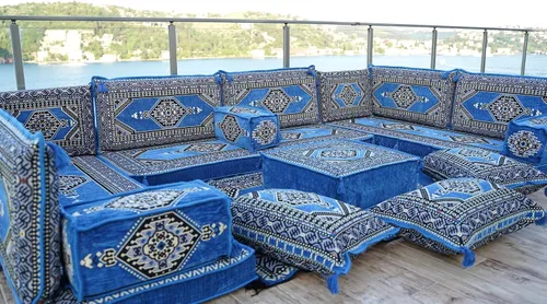 Miniatura 3 de arabicsofa Cojines de piso árabe en forma de U – Sofá tradicional Majlis con sofá otomano