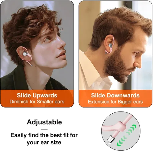 Miniatura 4 de [2 pares] Haireca - Ganchos para los oídos para AirPods Pro 3, 2, 1 y AirPods 4, 3, 2, 1, [ajustables] Diseño ergonómico antideslizante, clip de Rosa