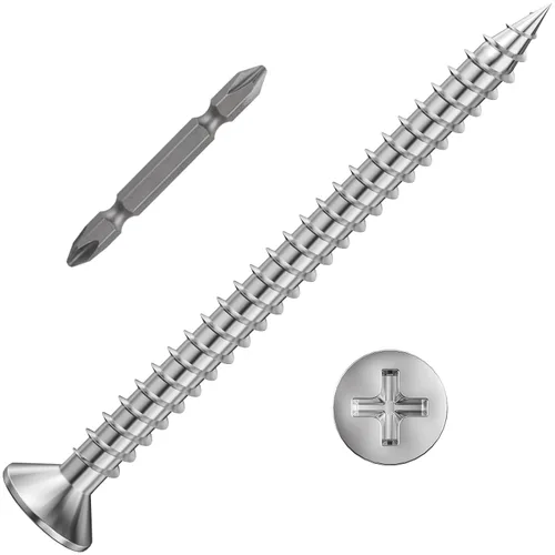 Miniatura 20 de Wensilon (300 piezas) #8x1 Tornillo de madera negro rápido metal autorroscante cabeza plana