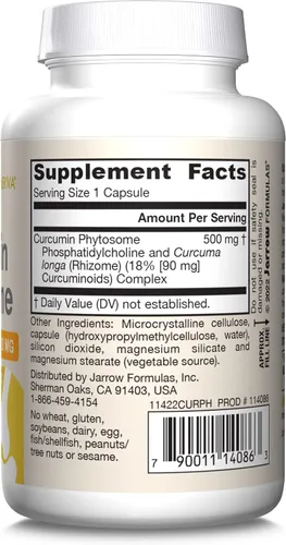 Miniatura 9 de Jarrow Formulas Fitosoma de curcumina 500 mg - 60 cápsulas vegetales - Formulado con Meriva - Soporte antioxidante - Sistema de entrega de absorción