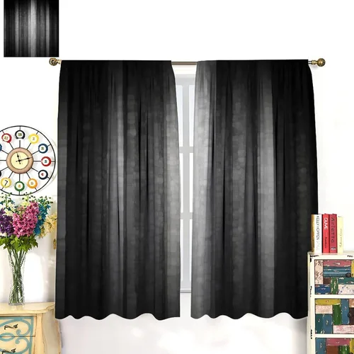 Miniatura 4 de Cortinas negras y grises con textura de vidrio fresco, abstracto, moderno, elegante, con bolsillo para barra, cortinas opacas para dormitorio, sala