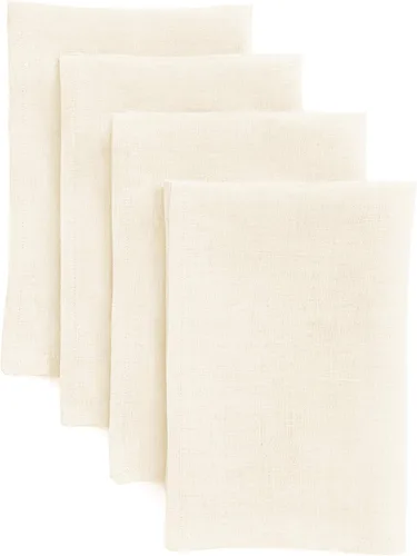 Miniatura 71 de Solino Home Fete - Juego de 4 manteles individuales blancos de 100 % lino puro, de 14 x 14 pulgadas, para verano, 4 de julio, color blanco