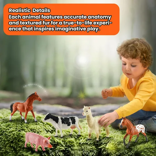 Miniatura 3 de Zippytots 6 piezas Juguetes de Animales de Granja para Niños 3-5 Figuras de Animales de Granja de Plástico Realistas Juguetes Educativos