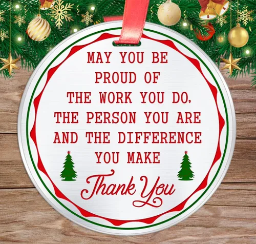 Miniatura 2 de Adorno de Navidad con texto en inglés «Thank You» «May You Be Proud of– Compañero de trabajo, apreciación laboral, recuerdo de jubilación