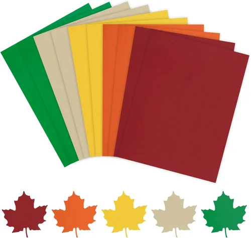 Whaline 50 hojas de papel cartulina surtido de otoño de 8.5 x 11 pulgadas, rojo amarillo verde marrón, papel para álbum de recortes de colores para