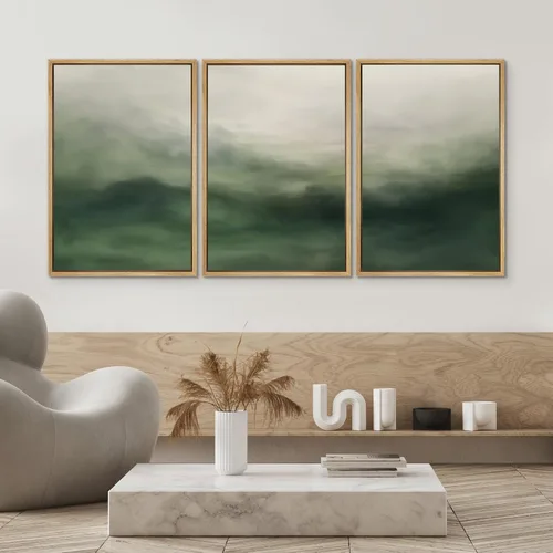 Miniatura 434 de SIGNWIN Lienzo enmarcado para pared, arte con pinceladas de flujo neutro en tonos beige abstractos, ilustraciones, arte moderno, decorativo