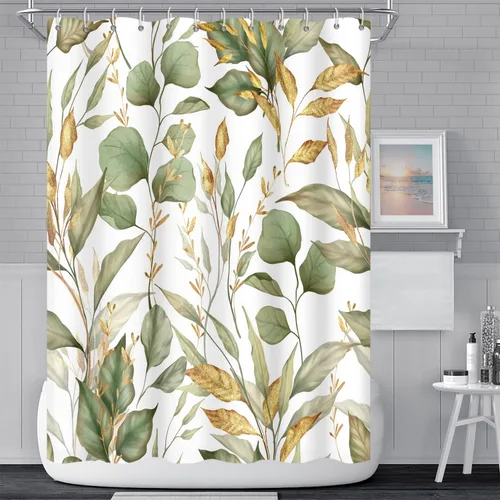 Miniatura 28 de Cortina de Ducha Floral Bohemia Negra Flores de Mediados de Siglo Botánica Moderna Elegante Estética Cortina de Ducha para Decoración de Baño