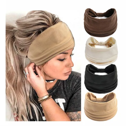 Miniatura 15 de Diademas bohemias para mujer, bandas anchas elásticas para el cabello, bandas para la cabeza anudadas, bandas para la cabeza turbante para yoga