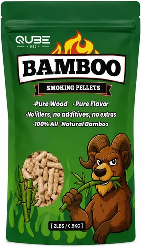 Pellets de bambú para ahumar | Humo limpio y suave de bambú asiático sostenible | Funciona en todos los ahumadores y parrillas | Bolsa de 2 libras