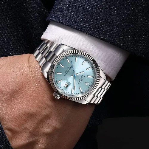 Miniatura 4 de CADISEN Reloj mecánico automático de acero inoxidable de lujo de marca impermeable de 328.1 ft para hombre de diseño H0mage