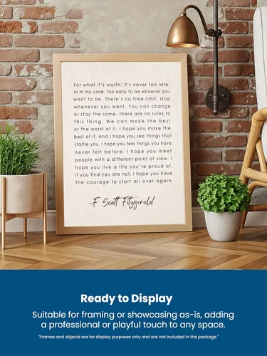 Miniatura 4 de F Scott Fitzgerald Quotes - "For What It's Worth" - Imagen inspiradora de arte de pared, decoración de pared para sala de estar, decoración floral