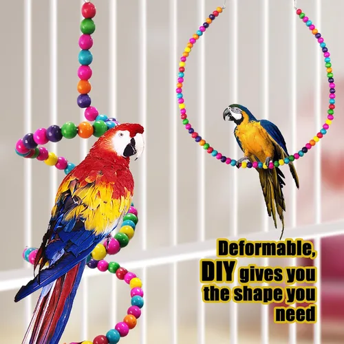 Miniatura 6 de Juguetes de periquitos, 7 piezas de juguetes coloridos para pájaros para periquitos, jaula de pájaros para mascotas, hamaca, escaleras, juguete