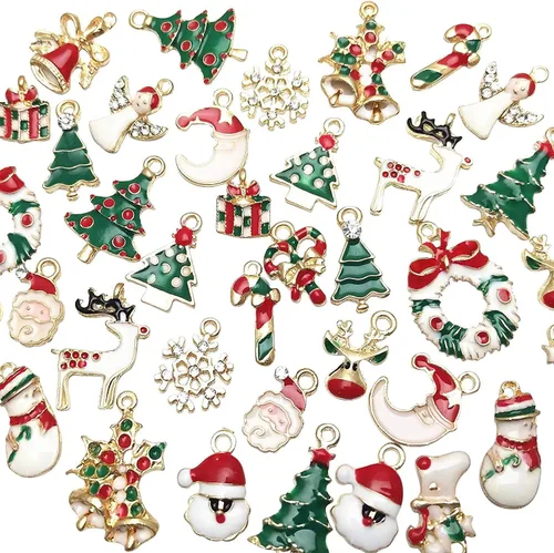 Miniatura 9 de 38pcs Christmas Pendant Charm for Necklace Bracelet Jewelry Making Clothes Sewing Bags Decoration Charm Diy Scrapbooking Supply (Christmas Styles 2)