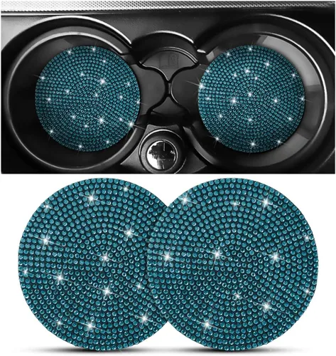Miniatura 18 de Osilly – Portavasos para auto con brillantes, 2 unidades, diamantes de imitación, antideslizantes, portavasos universales de 2.75 pulgadas