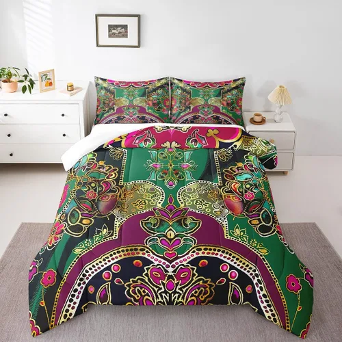 Miniatura 35 de Erosebridal - Juego de ropa de cama damascada negra para adultos, conjunto de edredón victoriano antiguo estilo barroco, tamaño queen, edredón Multi