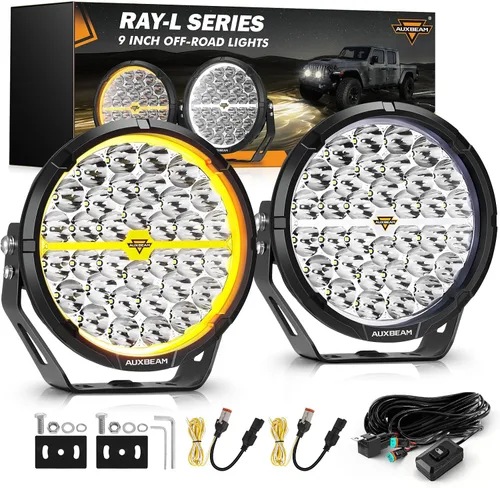 Miniatura 13 de Auxbeam Serie RAY-L - Barra de luz LED redonda de 7 pulgadas para todo terreno con haz puntual blanco/ámbar DRL de 240 W, luces todoterreno para 4x4
