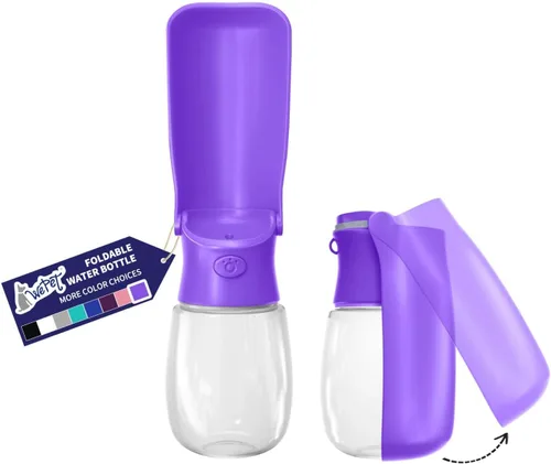 Miniatura 8 de WePet Botella de agua plegable portátil para perros, dispensador de agua para cachorros con alimentador para beber, 12 onzas, resistente a altas