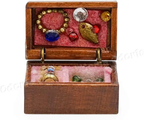 Miniatura 2 de Odoria Joyero miniatura 1/12, accesorios de decoración de casa de muñecas, A